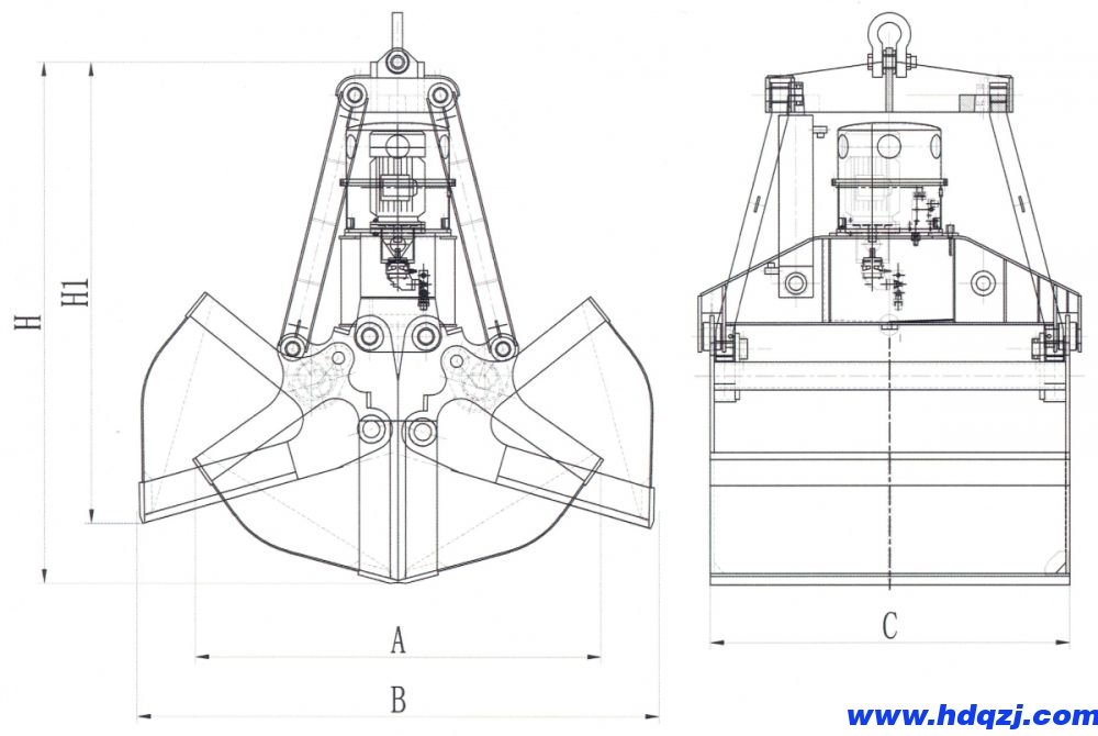 DY電動液壓雙瓣抓斗 DY電動液壓雙瓣抓斗