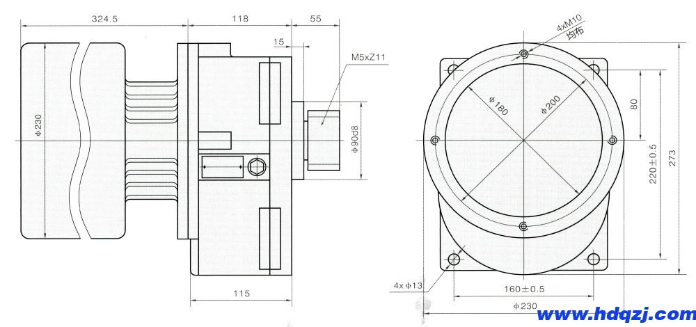 LDA型驅(qū)動(dòng)裝置外形尺寸圖 LDA型驅(qū)動(dòng)裝置外形尺寸圖