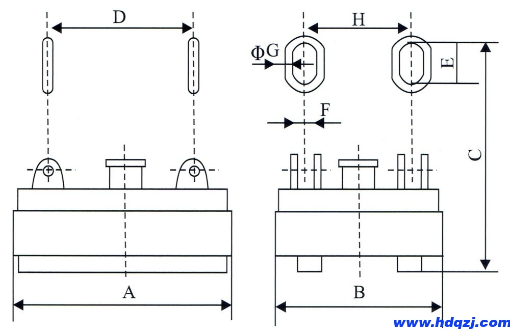 MW12系列吊運(yùn)捆扎棒材矩形電磁吸盤外形尺寸圖 MW12系列吊運(yùn)捆扎棒材矩形電磁吸盤外形尺寸圖