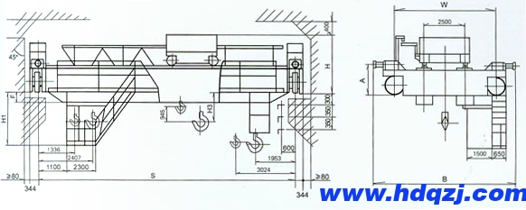 QD型50/10噸電動(dòng)雙梁橋式起重機(jī) QD型50/10噸電動(dòng)雙梁橋式起重機(jī)