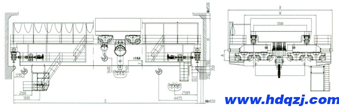 QD型160/50噸電動雙梁吊鉤橋式起重機 QD型160/50噸電動雙梁吊鉤橋式起重機